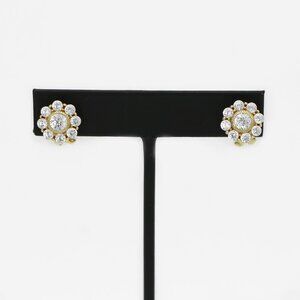 Judith Ripka Silver 925 Vermeil Cluster Flower Earrings